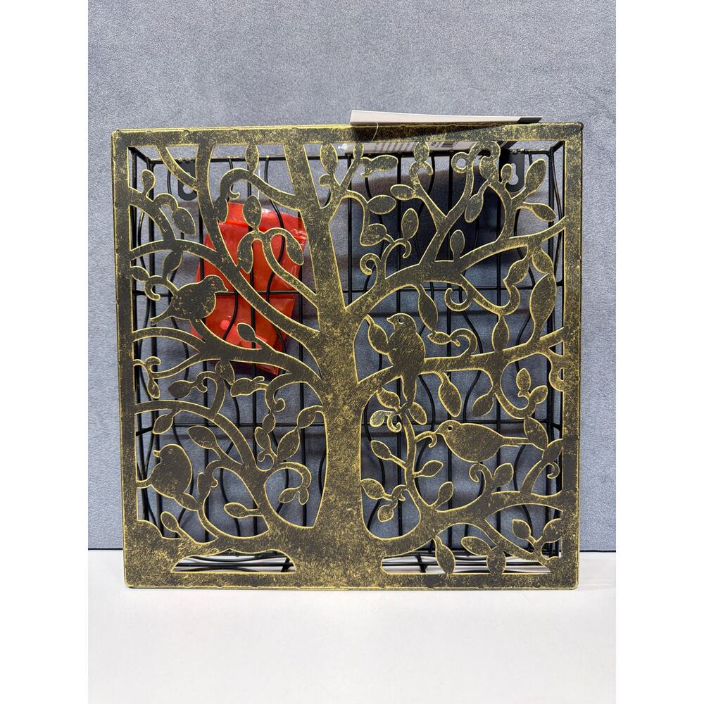 Metal Oak & Olive Cork Caddy NWT Tree of Life Design 12” x 12” Square - Picture 2 of 8
